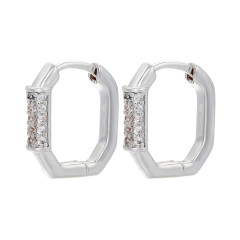 EC1752 Trendy Colour Enamel Rectangle Gold Cuff Ladies Earring ,Fashion Earrings Chunky Thick  Hoop CZ Pave Earrings For Women