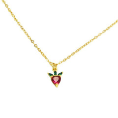 NZ1211 mini tiny colored CZ diamond mirco pave charms apple strawberry pineapple grape Pendant Necklaces jewelry gift for lady