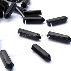 SB6380 Wholesale black onyx point bullet beads,stone pencil beads