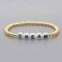 BM1015 Dainty Tiny Gold Beaded Personalized Custom Name Initial Letter Bracelets