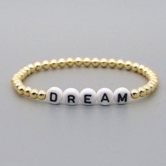 BM1015 Dainty Tiny Gold Beaded Personalized Custom Name Initial Letter Bracelets