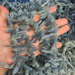 SB6700 Natural kyanite stick stone beads, kyanite blue gemstone blades beads with spacer beads for necklace making