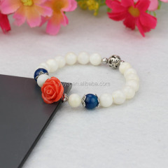 BRH1167 Fashion White Shell Beaded Coral rose flower beads bracelets BRH1167 Fashion White Shell Beaded Coral rose flower beads bracelets