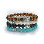BR0170 Hotsale Silver Buddha Head Bracelet,Natural Gemstone Beaded Bracelet