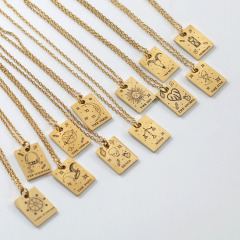 NS1215 18k Gold Plated Stainless Steel Tarot Card Pendant Chain Necklace