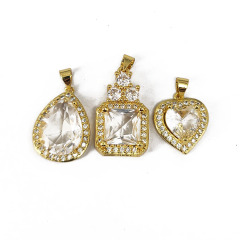CZ8390 Wholesale cz micro pave diamond big gemstone glass crystal heart square oval charm pendant