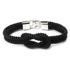 BM3004 Fashion Unisex Simple Creative Cord Rope Love Knot Couple Bracelet with Silver Buckle