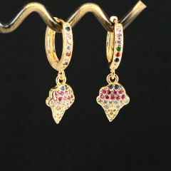 EC1633 2020 Womans Fashion Dainty CZ Fruit Charm Earrings,  CZ Micro Pineapple Cherry Grape Fruit Hoop Huggie Earring
