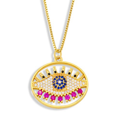 NZ1217 new model rainbow CZ diamond mirco pave charms eyes horse shoe Pendant Necklaces jewelry for lady