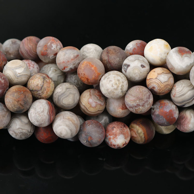 AB0717 Matte Genuine Laguna Lace Mexican Agate Beads