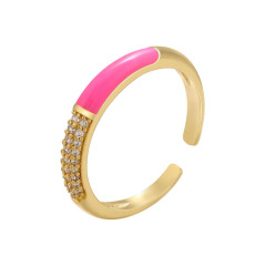 RM1389 Simple 18k Gold Plated CZ ring Classic Diamond Enamel Multi Colored Brass ring For Ladies