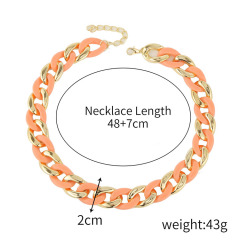 NA1016 Chic Colorful Acrylic Chain Link Necklace Rainbow Big Resin Choker Large Link Cuban Curb Chain Chunky Lucite Necklace