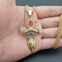 NS1149 Trendy stainless steel box chain necklace jewelry, charm 18K gold plated stainless steel CZ cross pendant men necklace