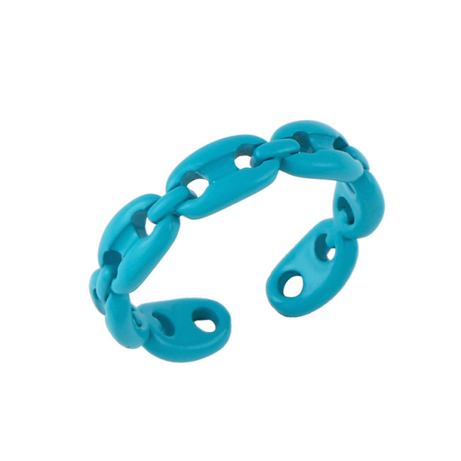 RA1021  Hot Fashion Neon Enamel Rainbow Colored  Brass Metal Stackable link chains Rings for Ladies
