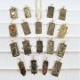 CZ8477 Dainty Unique Antique Gold Plated CZ Paved Tarot Card Rectangle Charm Pendants for Amulet Jewelry Making