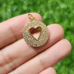 CZ8516 Fashion Brass CZ Charm Gold Plated Heart pendant for women necklace