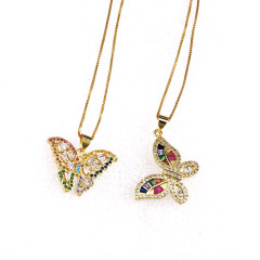 NZ1098 Chic 18k gold plated butterfly pendant necklace for women
