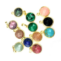 JF7259 New dainty gold bezel faceted gemstone round pendants JF7259 New dainty gold bezel faceted gemstone round pendants
