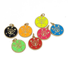 CZ8420 new 18k Gold Plated brass metal CZ diamond pave colored evil eyes enamel charms Pendant CZ8420 new 18k Gold Plated brass metal CZ diamond pave colored evil eyes enamel charms Pendant