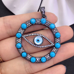 CZ7419 CZ pave evil eyes pendant,Micro pave cz zirconia jewelry charms