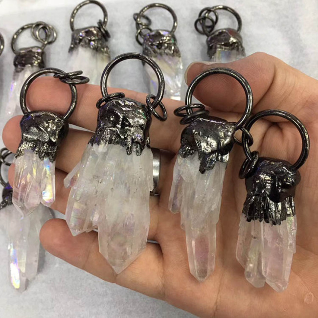 JF7290  2019 Gold Gunmetal Plated Crystal Quartz Stalactite Cluster Pendants,Freeform Quartz Stalagmite Pendants