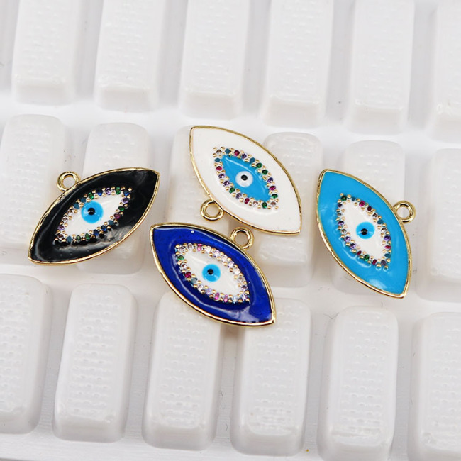 CZ7982 Chic Enamel Blue Red White Black CZ Micro pave Star Moon Eye Rectangle Pendants