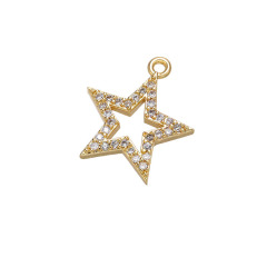 CZ8117 Fashion Jewelry Supplies Chic 18k Gold Plated Clear Zircon CZ Micro pave Hollow Star Charm Pendants