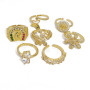 RM1386 18K Gold CZ Micro Pave Baguette ring, cubic zirconia Virgin Mary Virgen de Guadalupe ring, Zircon Flower Butterfly Rings,