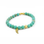 BRW4217 Fashion Small Gold Angel Wing Charm Bracelet Jewelry, Turquoise Beaded Bracelet With Wing