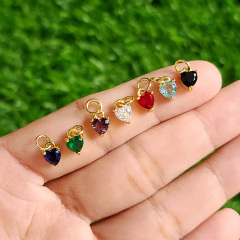 CZ8326 New Dainty Rainbow  Jewelry supplies minimal Mini CZ Pave Heart Charm,Small Diamond Cubic Zirconia Heart Charms