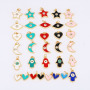 CZ7898 Chic mini Enamel Gold Plated Evil Turkish Eye Hamsa Hand Star Crescent Bracelet Charm Pendants