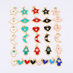CZ7898 Chic mini Enamel Gold Plated Evil Turkish Eye Hamsa Hand Star Crescent Bracelet Charm Pendants CZ7898 Chic mini Enamel Gold Plated Evil Turkish Eye Hamsa Hand Star Crescent Bracelet Charm Pendants