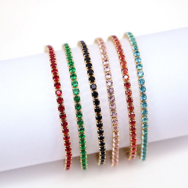 BC1432 Fashion Minimalist Rainbow Cubic Zirconia Tennis bracelet,  Multicolor dainty CZ Zircon Tennis Buckle Stacking Bracelet