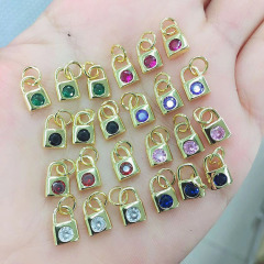 CZ8231 Small Minimal Mini 18k Gold Plated Zircon CZ Micro Pave Padlock Lock Charm Pendant for Jewelry Making