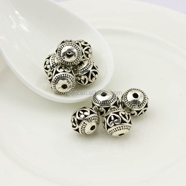 JS1339 Fashion Tibetan sliver round metal spacer beads findings