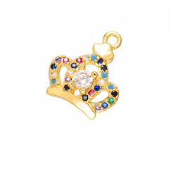 CZ7750 Dainty Mini Gold Rainbow CZ Micro Pave Crescent Geometric Charm Pendants for Bracelet Charm