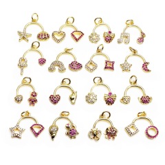 CZ8341 New Dainty Mini Small Double Clear CZ Diamond Star Heart Charms,Tiny Pink Zircon Cubic Zirconia Cross Charms Pendant CZ8341 New Dainty Mini Small Double Clear CZ Diamond Star Heart Charms,Tiny Pink Zircon Cubic Zirconia Cross Charms Pendant