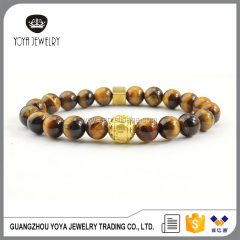 BN1003 Newest Plated Matte Gold Mantra Focal Bead Bracelet , Natural Elastic Onyx Beads Bracelets