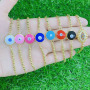 BM1060 Chic Tiny Gold Beaded Adjustable Slide Chain Colorful Enamel Evil Eyes Beaded Bracelets for Ladies