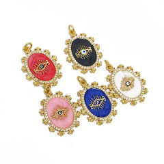 CZ8404 Gold Plated CZ diamond pave evil eyes enamel charms Pendant