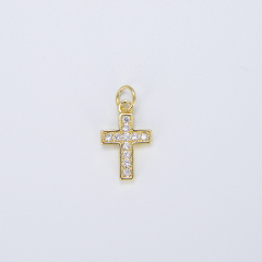 CZ8328 Wholesale tiny mini cz micro pave diamond cross pendant charm,cubic zirconia Christian religion pendant findings