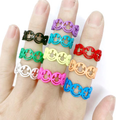 RA1027 personalism Enamel Rainbow Colored  Brass metal smile hollow Stackable Rings gifts for Ladies