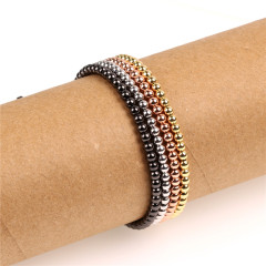 BM1018 Wholesale Adjustable 4MM Metal Ball Beads Bracelet ,Gold Plated Copper Beads Bracelet For Jewelry woven Rope