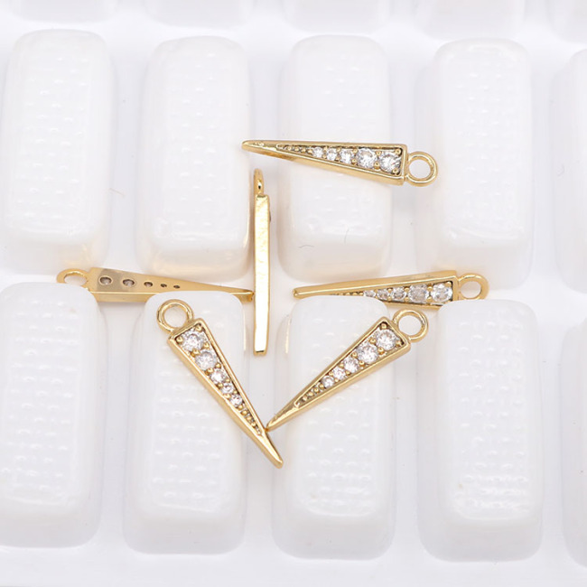 CZ7871 Dainty Mini Gold CZ Micro Pave Spike Charm Pendants