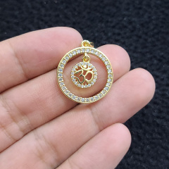 CZ8350 Mini 18K Gold Plated Pendant,CZ cubic zirconia  Micro Pave crab heart star cross moon Charms  Dainty Tiny Jewelry