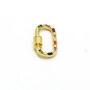 CZ8524 Fashion Rainbow CZ Pave Carabiner Lock, Gold Oval Screw Clasps  Colorful Rectangle CZ Baguette Interlocking Clip Clasps