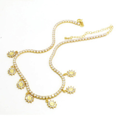 NZ1224 18k gold plated brass CZ diamond micro pave evil eyes mother virgin Mary charms Pendant chocker Necklace