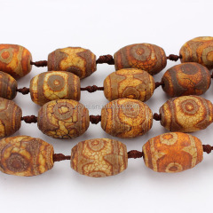 AB0572 Wholesale Brown Tibetan Agate Dzi Heaven Eye Drum Beads