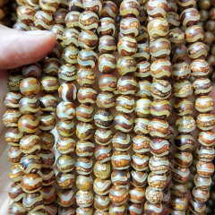 AB0671 New arrival wave line pattern Tibetan agate beads,round Dzi agate beads in wholesale