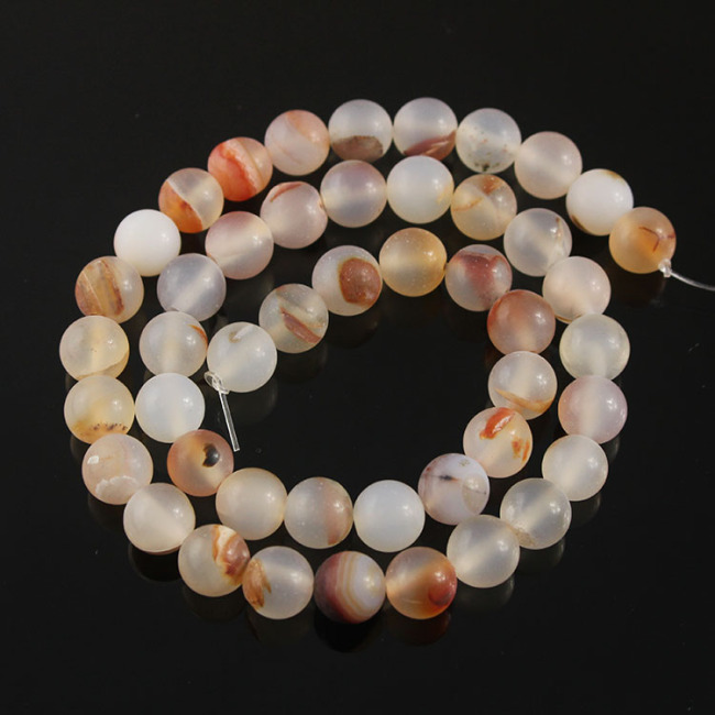 AB0545 Wholesale matte white with peach accent Carnelian agate stone beads,natural agate gemstone bracelet beads in bulk